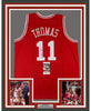 Framed Autographed/Signed Isiah Thomas 35x39 Indiana Red Basketball Jersey JSA COA