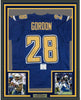 Framed Autographed/Signed Melvin Gordon 35x39 Los Angeles LA Chargers Color Rush Football Jersey Beckett BAS COA