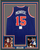 Framed Autographed/Signed Earl Monroe 35x39 New York Blue Basketball Jersey PSA/DNA COA