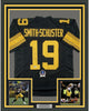 Framed Autographed/Signed JuJu Smith-Schuster 35x39 Pittsburgh Color Rush Football Jersey Beckett BAS COA