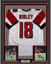 Framed Autographed/Signed Calvin Ridley 35x39 Atlanta White Football Jersey Beckett BAS COA