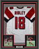 Framed Autographed/Signed Calvin Ridley 35x39 Atlanta White Football Jersey Beckett BAS COA