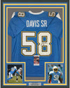 Framed Autographed/Signed Thomas Davis Sr. 35x39 Los Angeles LA Powder Blue Football Jersey JSA COA