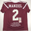 Autographed/Signed Johnny Manziel Texas A&M Maroon Stat College Football Jersey JSA COA