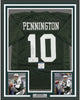 Framed Autographed/Signed Chad Pennington 35x39 New York Green Football Jersey Beckett BAS COA