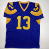 Autographed/Signed Kurt Warner St. Louis Blue Football Jersey Tristar COA