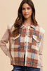 Women Brown Faux Fur Plaid Button-Up Jacket Soft Jacket For Girls Jacket With Closure by Stevvex
