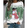 Snowman Printed Panel Loose Sweater – Casual Holiday Knit for Women by FitiqueFit
