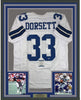 Framed Autographed/Signed Tony Dorsett 35x39 Dallas White Football Jersey Beckett BAS COA