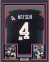 Framed Autographed/Signed Deshaun Watson 35x39 Houston Blue Football Jersey Beckett BAS COA