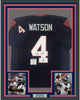Framed Autographed/Signed Deshaun Watson 35x39 Houston Blue Football Jersey Beckett BAS COA