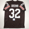 Autographed/Signed Jim Brown Cleveland Football Brown Jersey Beckett BAS COA