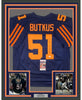 Framed Autographed/Signed Dick Butkus HOF 79 35x39 Chicago Retro Blue Football Jersey JSA COA