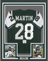 Framed Autographed/Signed Curtis Martin HOF 12 35x39 New York Green Football Jersey Beckett BAS COA