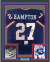 Framed Autographed/Signed Rodney Hampton 35x39 New York Blue Football Jersey PSA/DNA COA