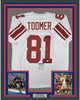 Framed Autographed/Signed Amani Toomer 35x39 New York White Football Jersey PSA/DNA COA