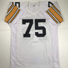 Autographed/Signed Mean Joe Greene HOF 87 Pittsburgh White Football Jersey JSA COA