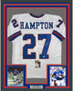 Framed Autographed/Signed Rodney Hampton 35x39 New York White Football Jersey JSA COA