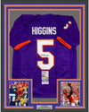 Framed Autographed/Signed Tee Higgins 35x39 Clemson Purple College Football Jersey JSA COA