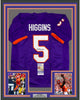 Framed Autographed/Signed Tee Higgins 35x39 Clemson Purple College Football Jersey JSA COA