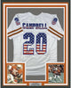 Framed Autographed/Signed Earl Campbell 35x39 Texas USA White Football Jersey Beckett BAS COA