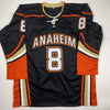 Autographed/Signed Teemu Selanne Anaheim Black Hockey Jersey Beckett BAS COA