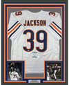 Framed Autographed/Signed Eddie Jackson 35x39 Chicago White Football Jersey Beckett BAS COA