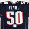 Autographed/Signed Mike Vrabel New England Blue Football Jersey Beckett BAS COA by Hall of Fame Sports Memorabilia