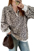 Brown Leopard Print Quarter Zip Corduroy Sweatshirt by Wild and Free Boutique