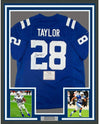 Framed Autographed/Signed Jonathan Taylor 35x39 Indianapolis Colts Blue Nike Game Football Jersey Fanatics COA