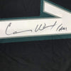 Framed Autographed/Signed Carson Wentz 35x39 Philadelphia Eagles Black Nike Dri Fit Football Jersey Fanatics COA