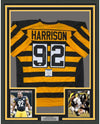 Framed Autographed/Signed James Harrison 35x39 Pittsburgh Bumble Bee Football Jersey Beckett BAS COA