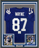 Framed Autographed/Signed Reggie Wayne 35x39 Indianapolis Colts Blue Football Jersey Beckett BAS COA