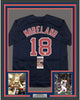 Framed Autographed/Signed Mitch Moreland 35x39 Boston Blue Baseball Jersey JSA COA