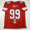 Autographed/Signed JJ J.J. Watt Arizona Red Football Jersey JSA COA