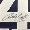 Autographed/Signed Rudy Ruettiger Never Quit Notre Dame Blue College Football Jersey JSA COA