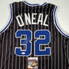 Autographed/Signed Shaquille Shaq O'Neal Orlando Black Pinstripe Basketball Jersey JSA COA