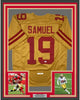 Framed Autographed/Signed Deebo Samuel 35x39 San Francisco Gold Football Jersey JSA COA