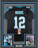 Framed Autographed/Signed DJ D.J. Moore 35x39 Carolina Black Football Jersey JSA COA