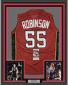 Framed Autographed/Signed Duncan Robinson 35x39 Miami Red Basketball Jersey JSA COA