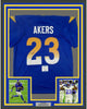 Framed Autographed/Signed Cam Akers 35x39 Los Angeles LA Blue Football Jersey Beckett BAS COA