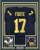 Framed Autographed/Signed Larry Foote 35x39 Michigan Blue College Football Jersey JSA COA Holo Only