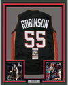 Framed Autographed/Signed Duncan Robinson 35x39 Miami Black Basketball Jersey JSA COA