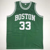 Autographed/Signed Larry Bird Boston Green Basketball Jersey Beckett BAS COA