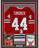 Framed Autographed/Signed Kimmo Timonen 35x39 Chicago Red Hockey Jersey JSA COA