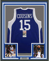 Framed Autographed/Signed DeMarcus Cousins 35x39 Kentucky Blue College Basketball Jersey JSA COA