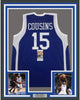 Framed Autographed/Signed DeMarcus Cousins 35x39 Kentucky Blue College Basketball Jersey JSA COA