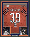 Framed Autographed/Signed Eddie Jackson 35x39 Chicago Orange Football Jersey JSA COA