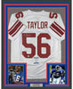 Framed Autographed/Signed Lawrence Taylor 35x39 New York White Football Jersey Beckett BAS COA