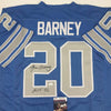 Autographed/Signed Lem Barney HOF 92 Detroit Blue Football Jersey JSA COA